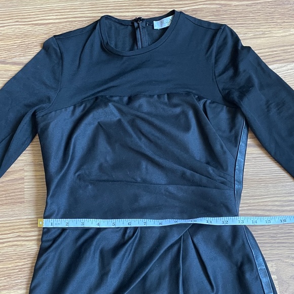 Max Mara Black Sheath Dress Sheer Shoulder Sleeve Leather Trim Made in Italy - Picture 3 of 16